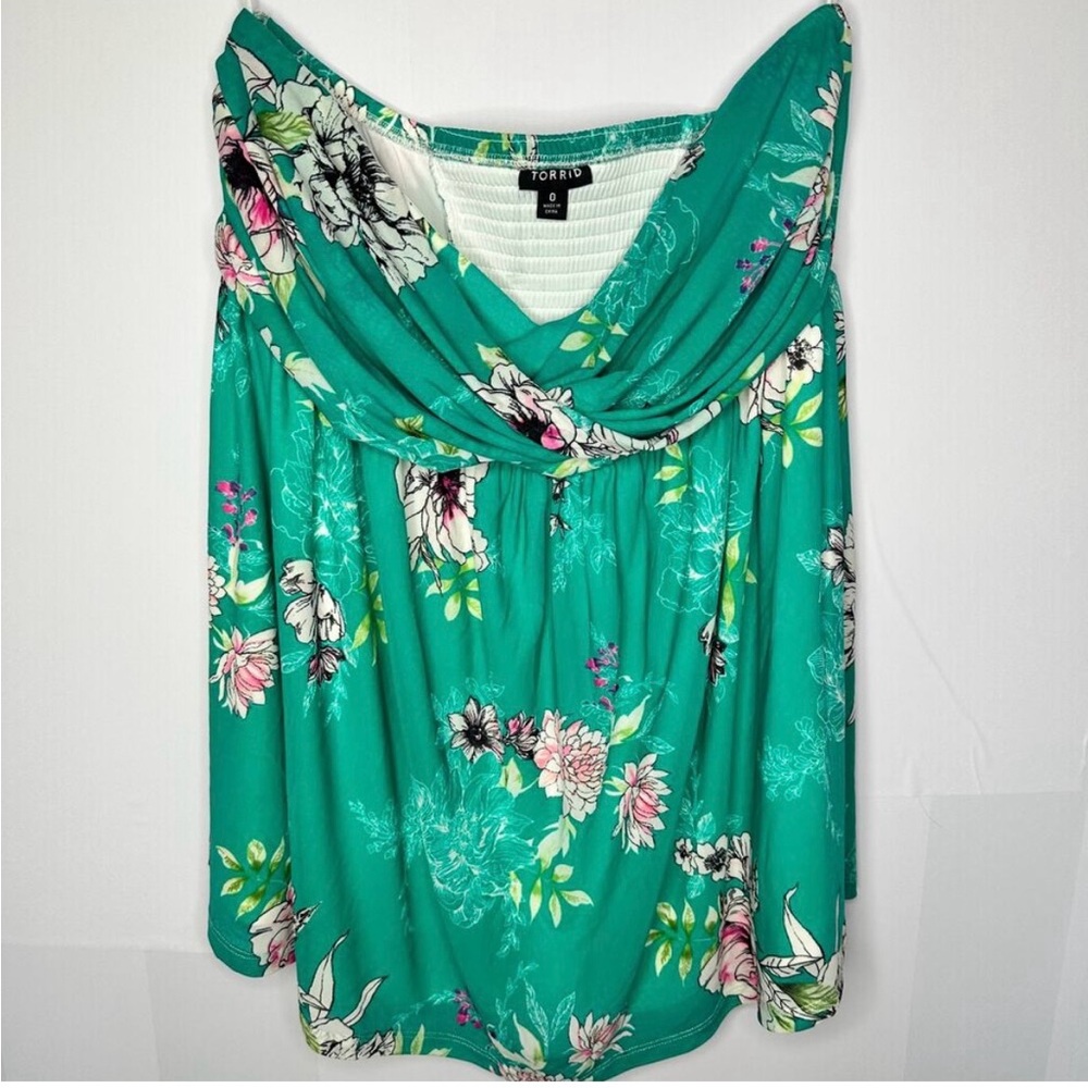 torrid Teal Floral Cowl Neck Tank Top